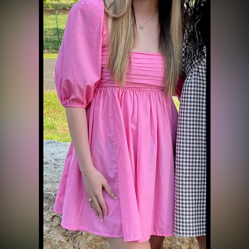 Abercrombie & Fitch Pink Puff Sleeve Dress